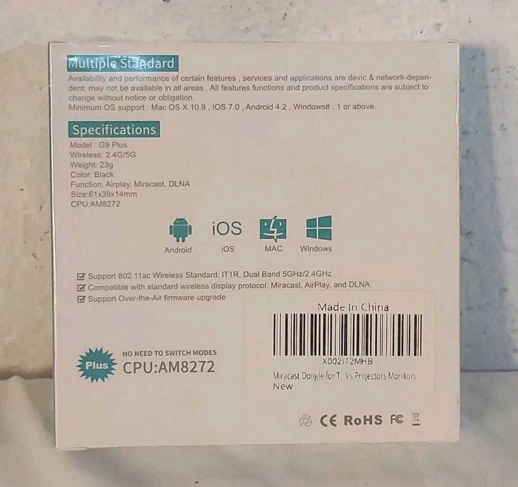 Mirascreen G9 Plus 2.4G/5G 4K