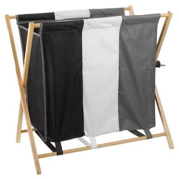 Декоративен кош за пране Mercado Trade, Трицветен, Бамбуk