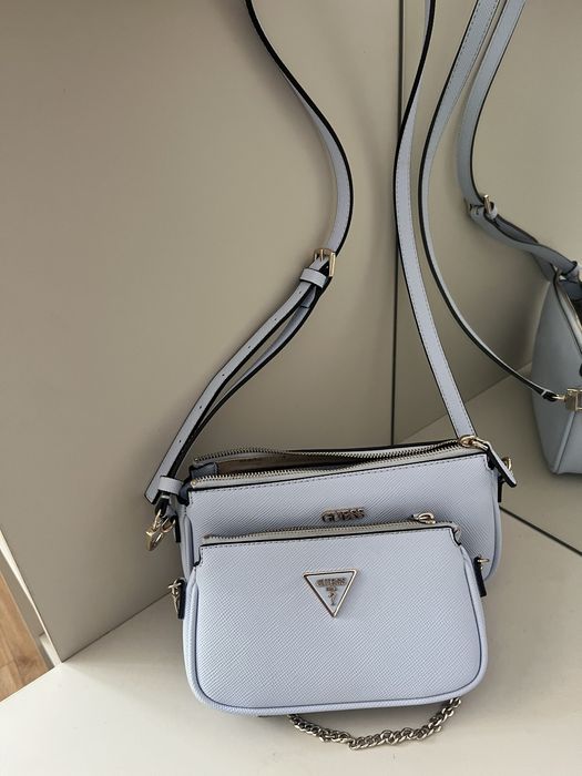 Оригинална двойна чанта guess светло синя