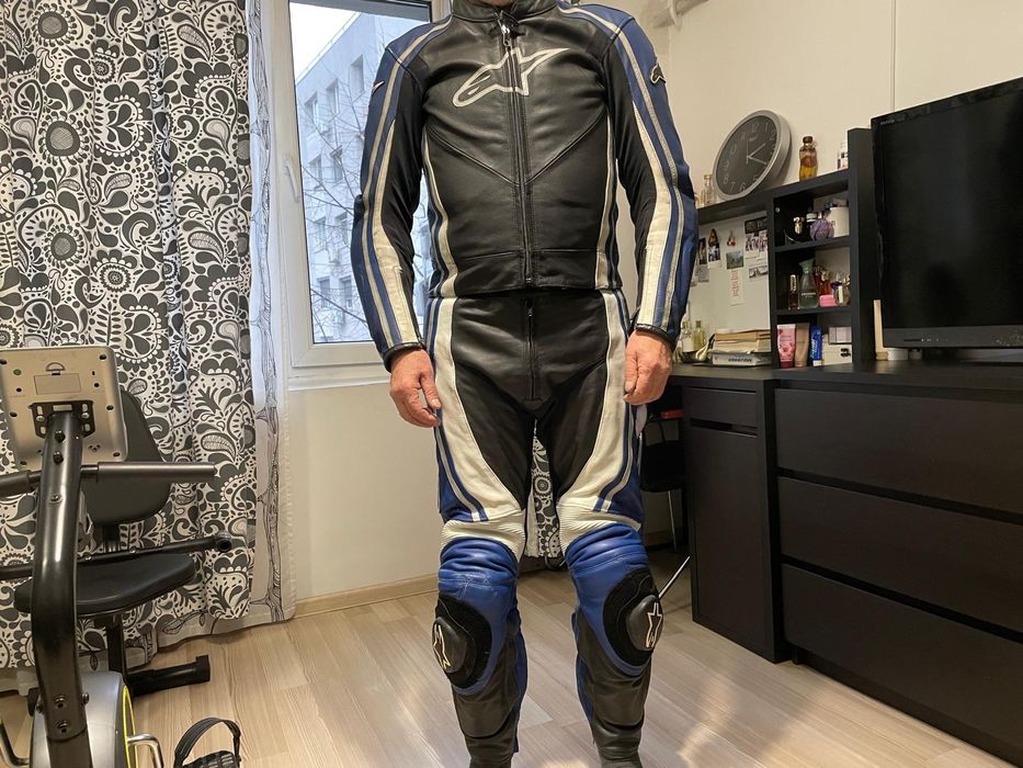 Costum moto piele naturala din două piese