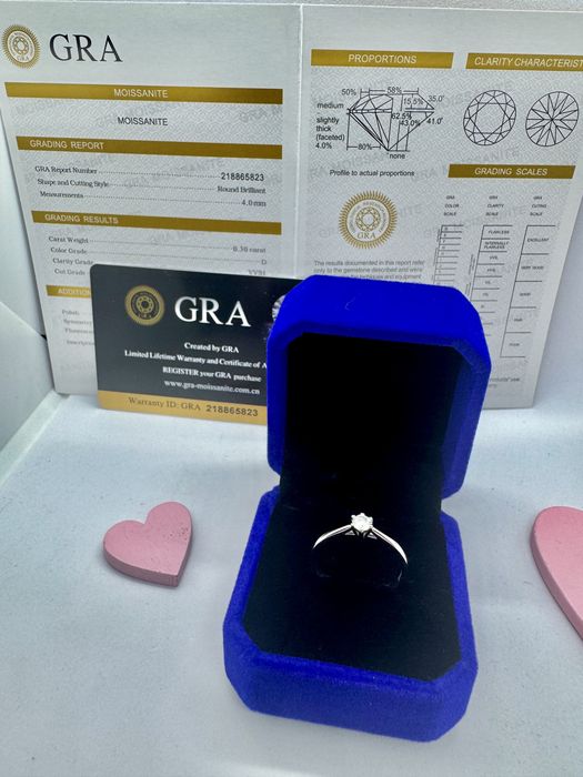 Сребърен пръстен с мойсанит (Диамант) 0.3 карата