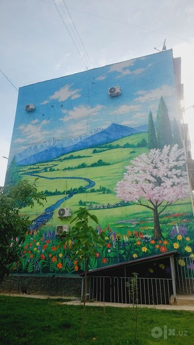 Mural  binolar fasadiga dekorativ rasmlar chizish