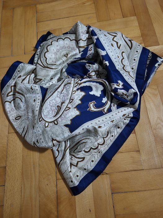 Eșarfă elegantă mătase naturală, Imprimeu Ecvestru, Ocazie, Femei
