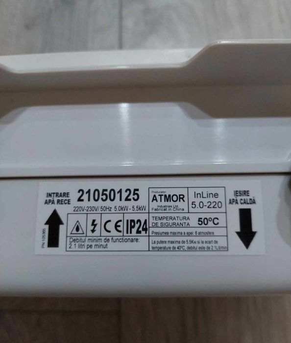 Instant apa calda Atmor 800,electric,dus și chiuveta, alb,5.5 kW