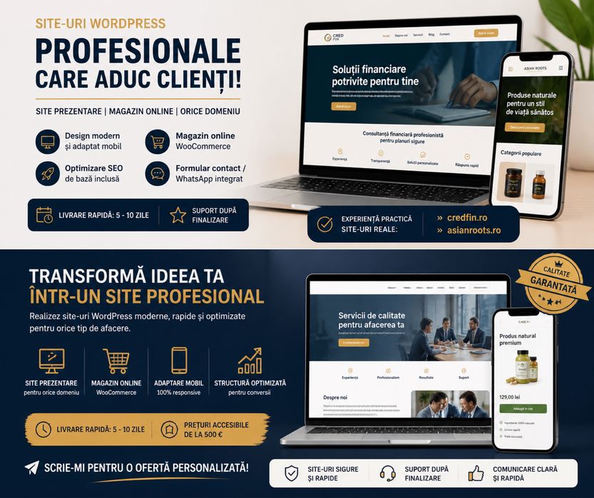 Creez site WordPress profesional care aduce clienți
