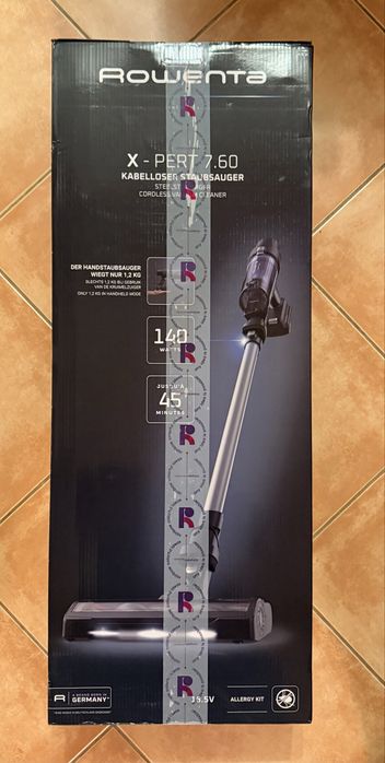 Aspirator vertical Rowenta X-Pert 7.60 RH6A35WO, 140W, autonomie pana la 45 minute, filtrare 99%, recipient de praf 0.44L, perie cu LED,