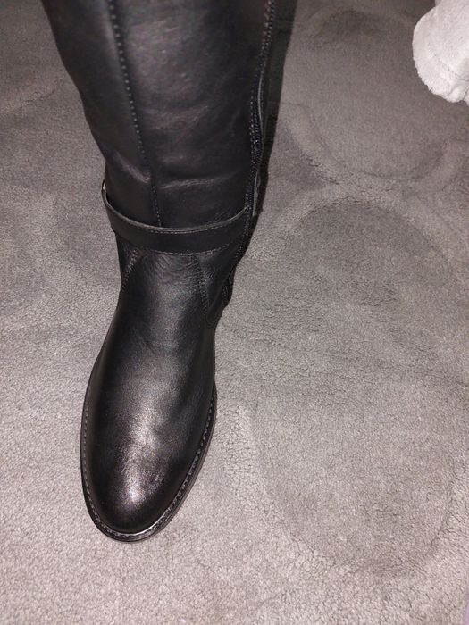 Високи равни ботуши естествена кожа 38