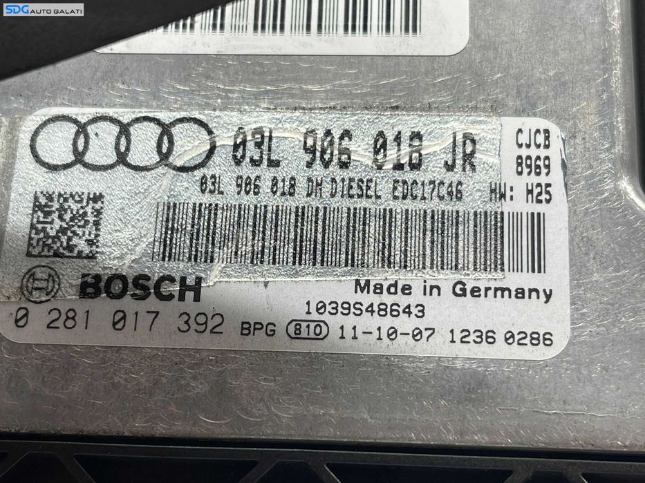 ECU Calculator Motor Audi A4 B8 2.0 TDI CJCB 2008 - 2012 Cod 03L906018JR 03L906018DM 0281017392