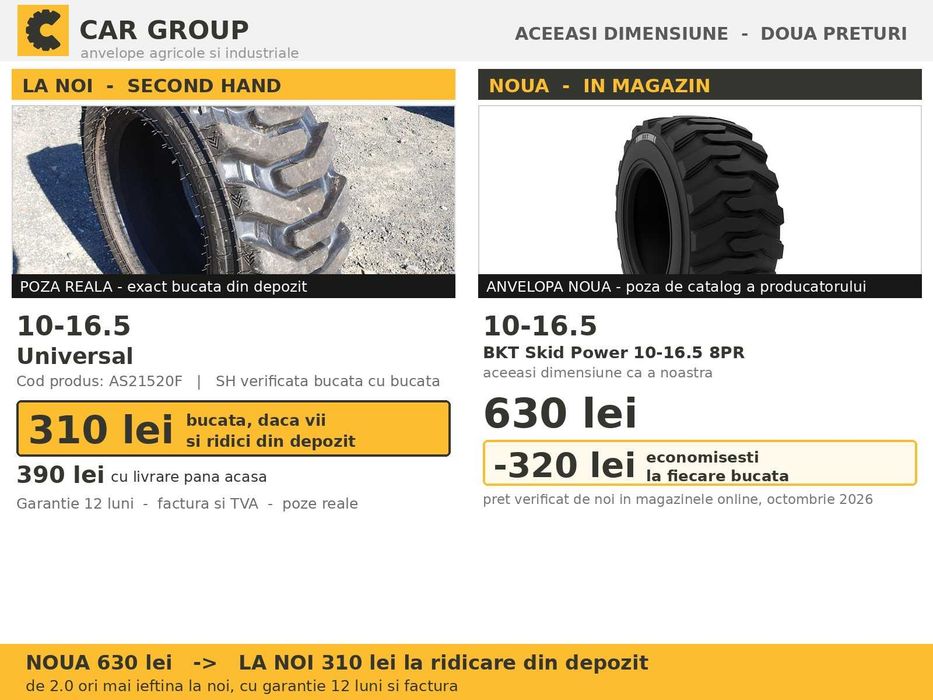 Cauciucuri Anvelope 10-16.5 10x16.5 10 16.5 10-16.5 SKS 10165 Universal Incarcator Buldo si Industrial SH Second Hand STOC REAL Garantie 1 An Pret Bun