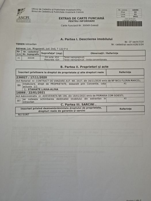 Teren intravilan Mogoșești