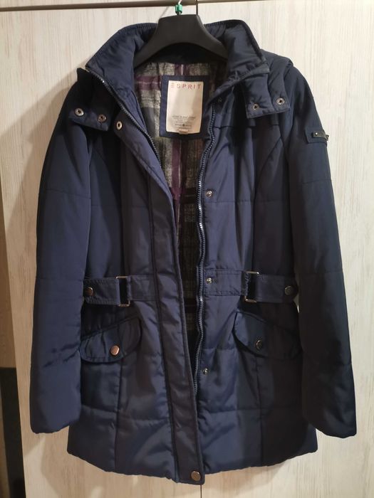 ESPRIT  Капитонирано зимно яке с качулка, Тъмносиньо