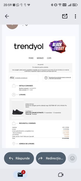 Under armour Infinite pro storm 44.5 Noi