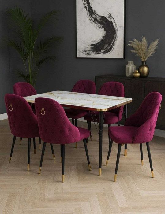 Zamonaviy ovqatlanish stoli va stullari.  Oбеденный стол и стулья