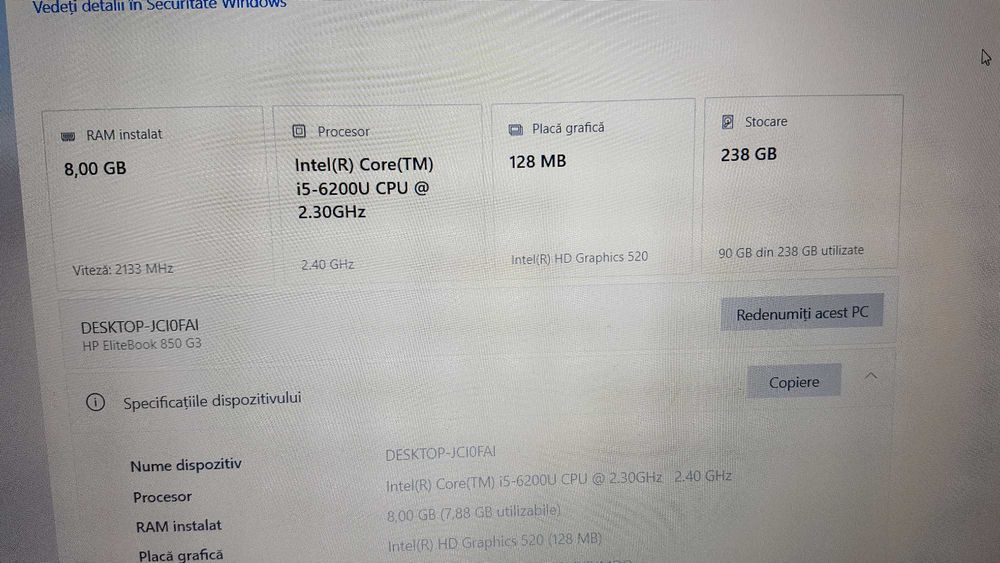 Laptop Hp EliteBook 850 G3 i5 6200u tastatura iluminata