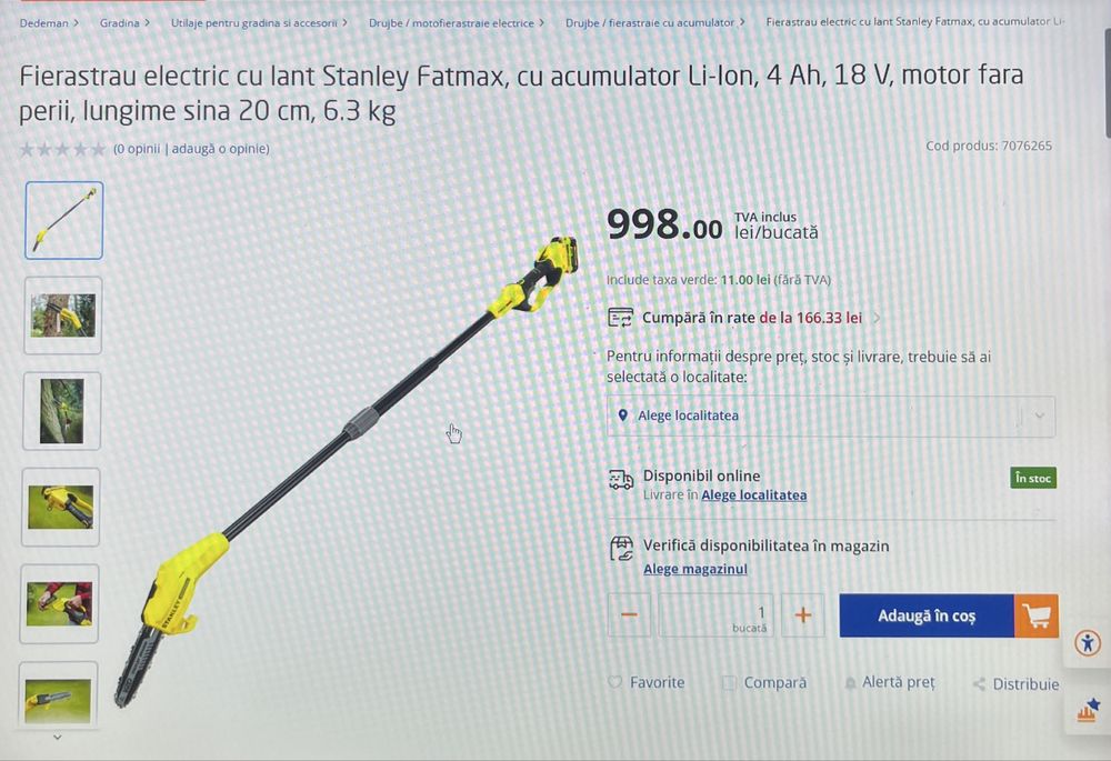 Fierastrau electric Stanley Fatmax cu acumulator 4 Ah