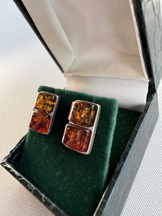 Cercei din argint si chihlimbar