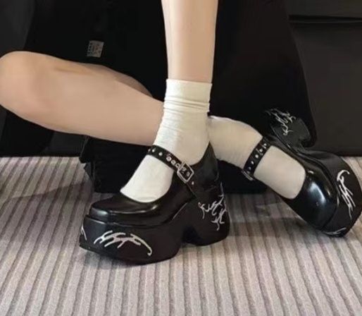 туфли черные Мэри Джейн, с узорами