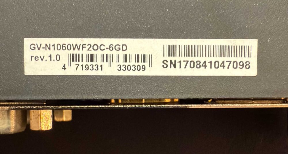 ТОП състояние Видео карта GPU Gigabyte GTX 1060 6GB WINDFORCE OC GDDR5