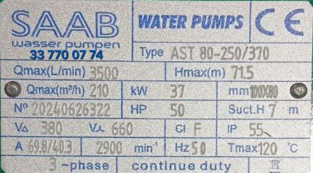 Центробежные насос AST SAAB AST 80-250/37 Центробежный shimge/saab