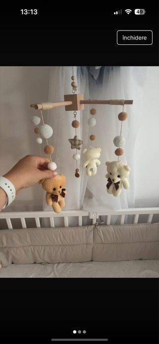 Carusel cu ursuleti si voal cu baldachin