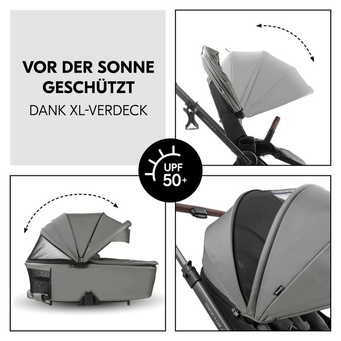 Нова Бебешка Детска Количка Hauck 2 в 1 Comfort N Care Air Set, 0-22кг, Dark Grey, Сива