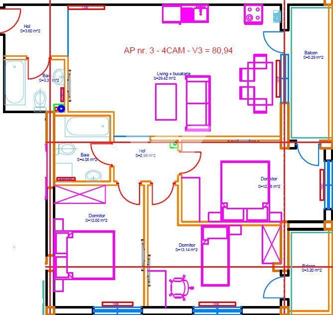 Apartament nou 4 camere 81 mp etaj 2 zona Lidl Doamna Stanca