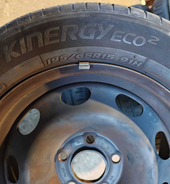 Set 4 roti Opel, anvelope vara Hankook 195/65 R15, jante de tabla, profil