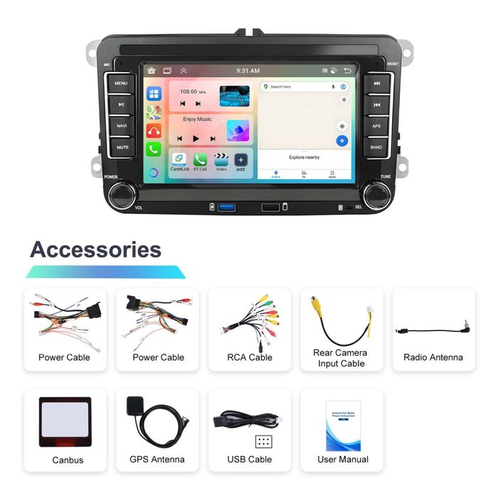 Navigatie Android VW Golf Passat Octavia 4GB RAM, 64GB ROM, Octa Core