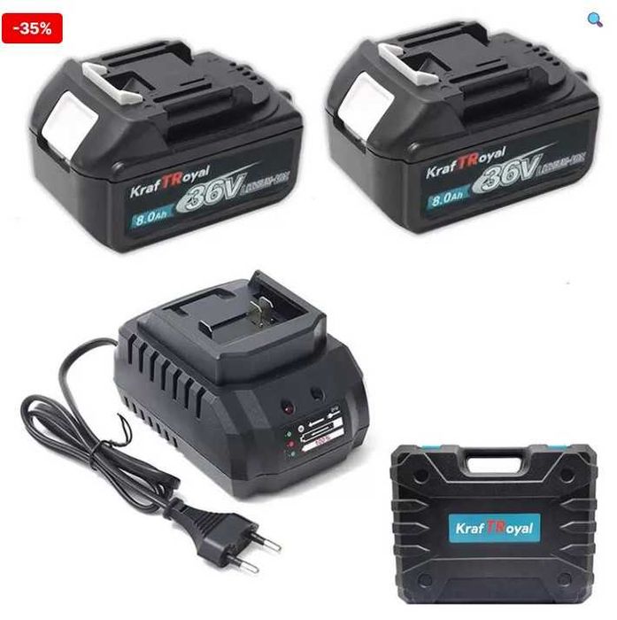 НОВ + 2 батерии Акумулаторен гайковерт Royal 36V/8.0Ah Li-Ion 950 N