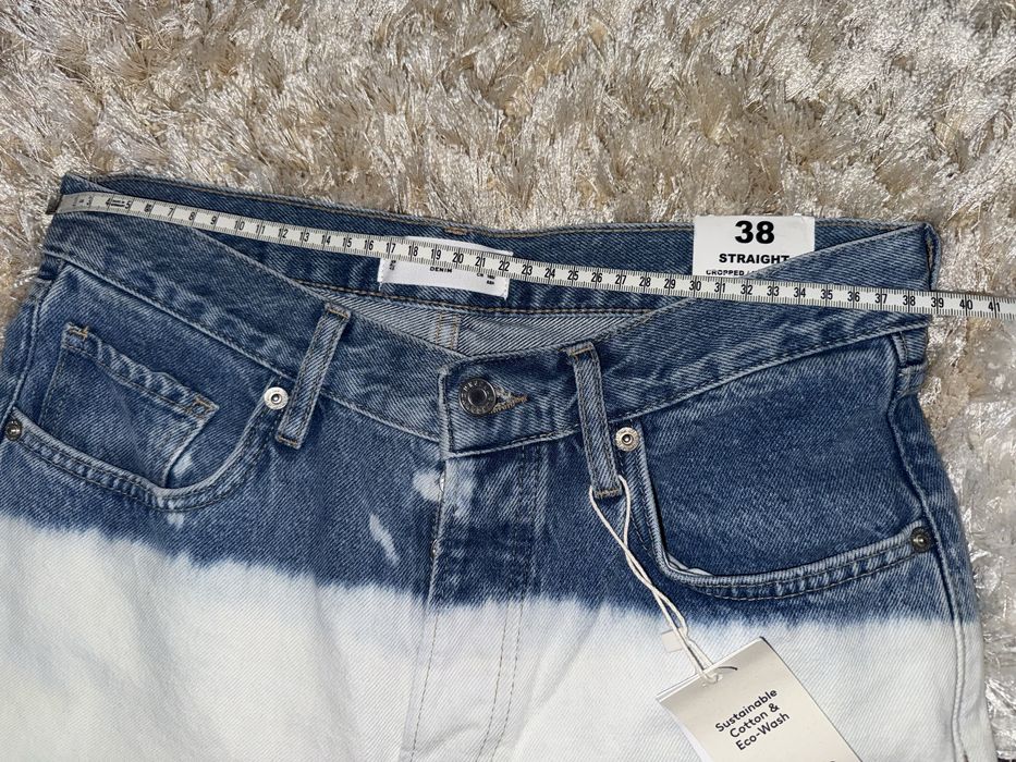 Blugi noi Mango alb cu albastru