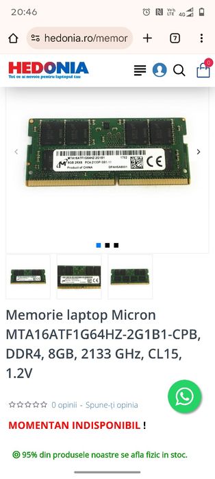 RAM ddr4 laptop Micron 8 GB 2133mh