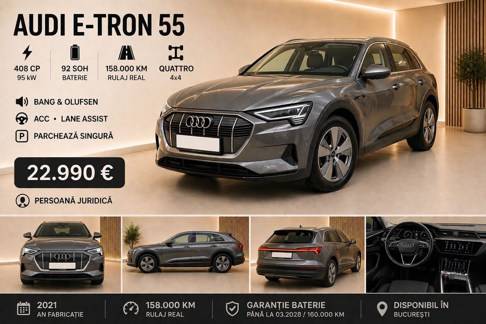 Audi e-tron Audi e-tron 55 quattro, 408 CP, Bang&Olufsen, ACC, MatrixLED, SOH 92%