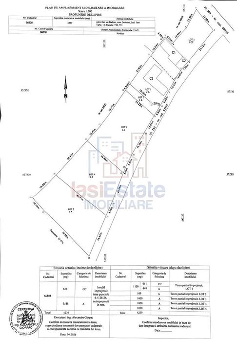 Badeni com Scobinti  Iasi Teren 4239mp  parcelabil si constructii 245m