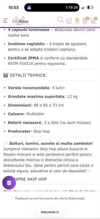 Jumper bebe de la 4 luni