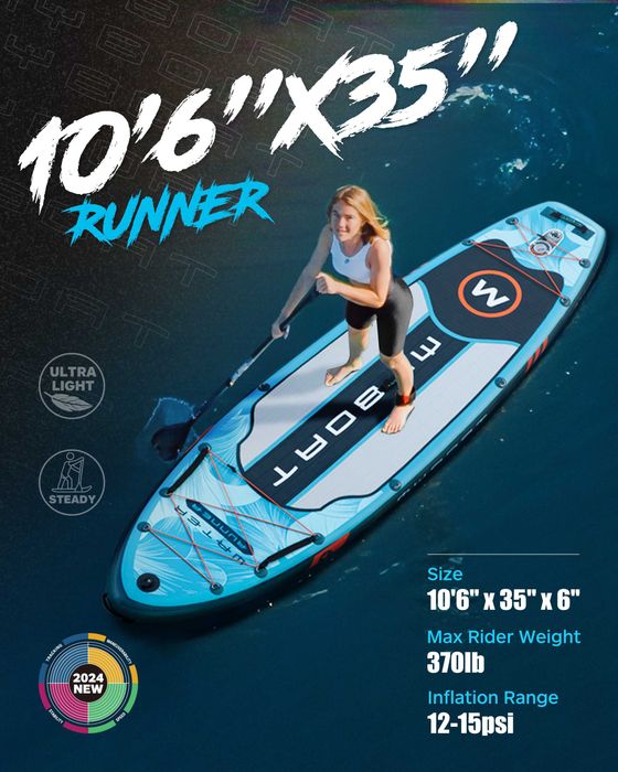 Нов, висок клас, 320 СМ широк надуваем SUP Падъл борд MYBOAT MY06 (Wind Runner Green PRO)  в син дизайн.