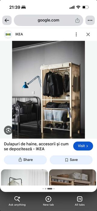Accesorii sistem IVAR IKEA - bare umerașe, husă, sertare metalice (IESITE DIN GAMA)