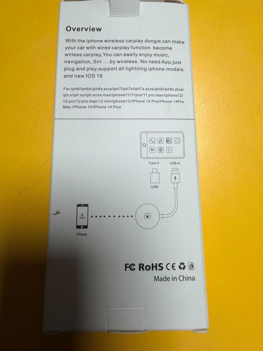 Безжичен адаптер за CarPlay и Android Auto за автомобил