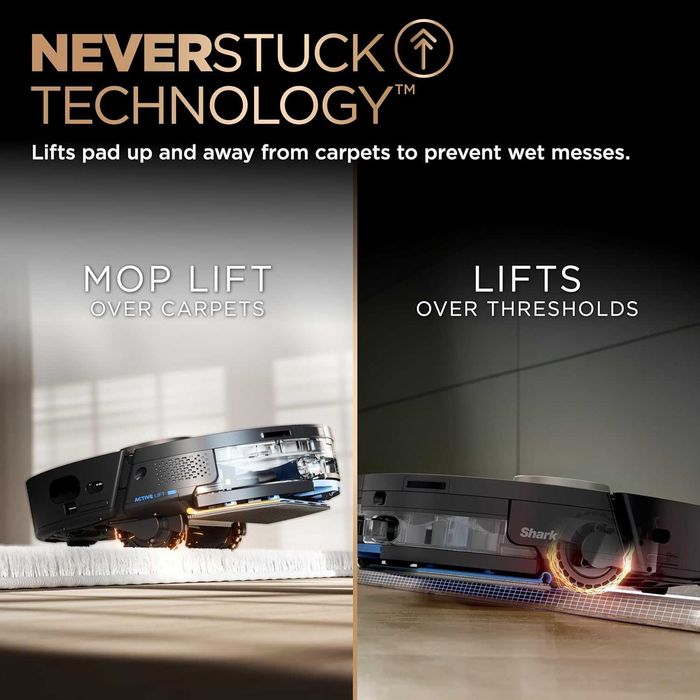 Комбинация от робот Shark PowerDetect NeverTouch Pro, самоотводняваща се, с подложка за самопочистване, за пране и сушене