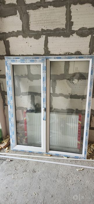 Пластиковые окна 131×159 см, 2 шт., антрацит / Plastik deraza