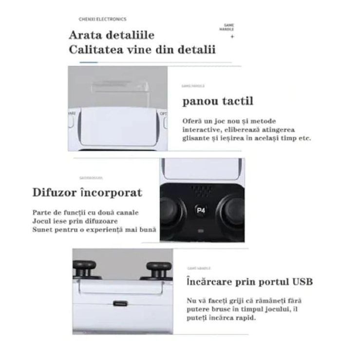 Controller Gamepad Manetă Wifi Macvi® pt PS4/PS5,Alb Vibratii,Difuzor