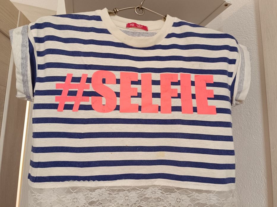 Tricou tip bustieră, alb cu dungi, XS