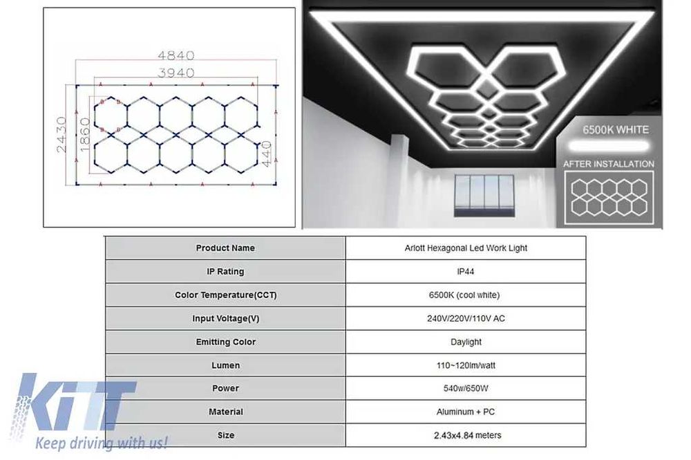 Sisteme de Iluminare Plafon Hexagon / HoneyComb, div modele/dimensiuni