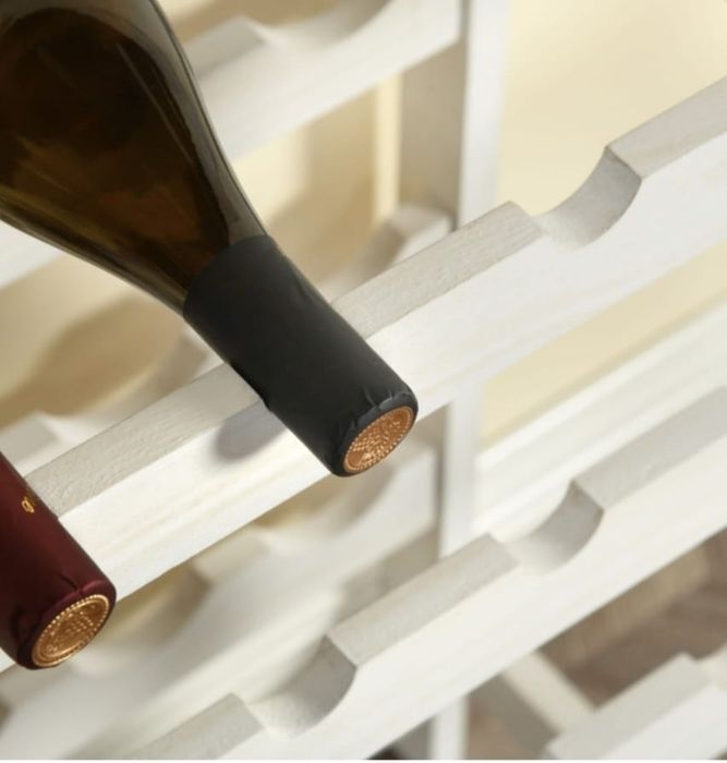 Suport lemn/ Raft alb pentru 20 sticle Vin Șampanie