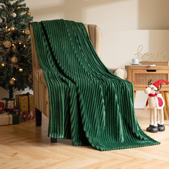 MIULEE Pătură pufoasă din fleece, din flanel, verde inchis