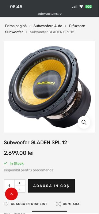 Subwoofer GLADEN SPL12 1800w rms