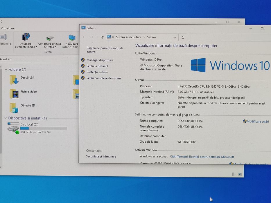 Calculator PC, procesor Intel Xeon E3-1245v2,Ssd Samsung 256, ram 8 gb