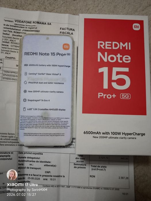 Xiaomi Redmi Note 15 Pro Plus -512 GB / 12 GB RAM / Black /Nou