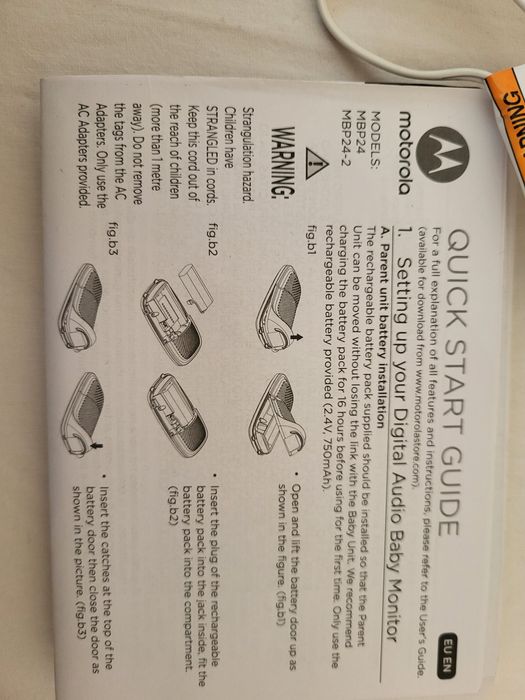 Monitor bebeluș bidirectional unitate portabila display Motorola MBP24