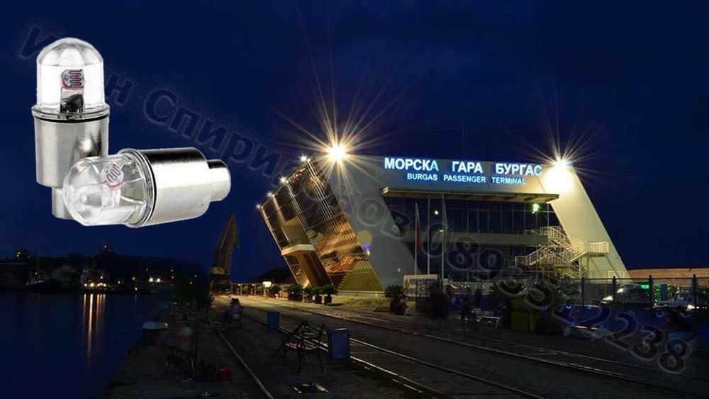 Светеща LED капачка за вентил на гума + ПОДАРЪК батерии