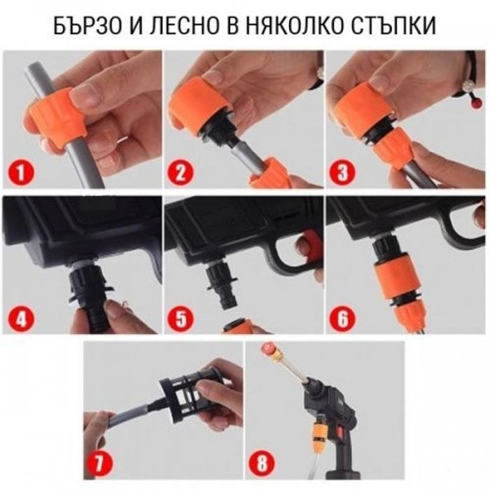 Акумулаторна Водоструйка 22 Бара, 1бр Батерия 48V 8Ah, Зарядно и Аксес